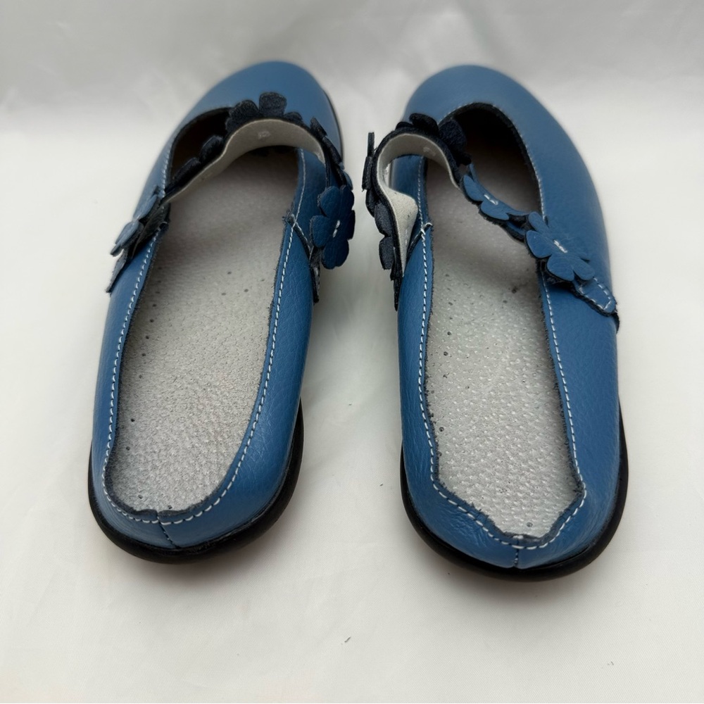 Blue Floral Slip-On Comfort Flats Shoes Sz 7 Casual Everyday Walking Women’s - Picture 5 of 9